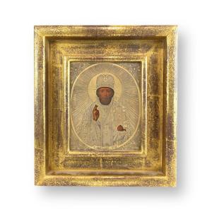 Russian Icon - St. Nicholas - Russia 19th Century